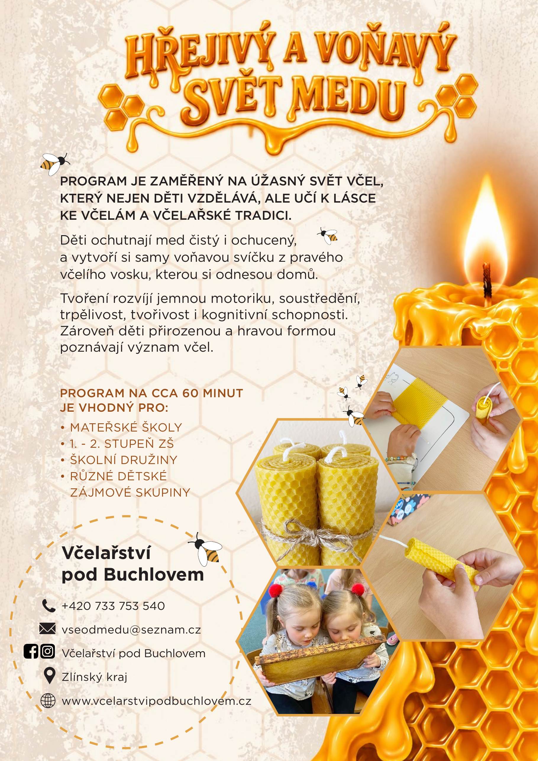 Program s včelím voskem pro školy a školky – výroba svíček